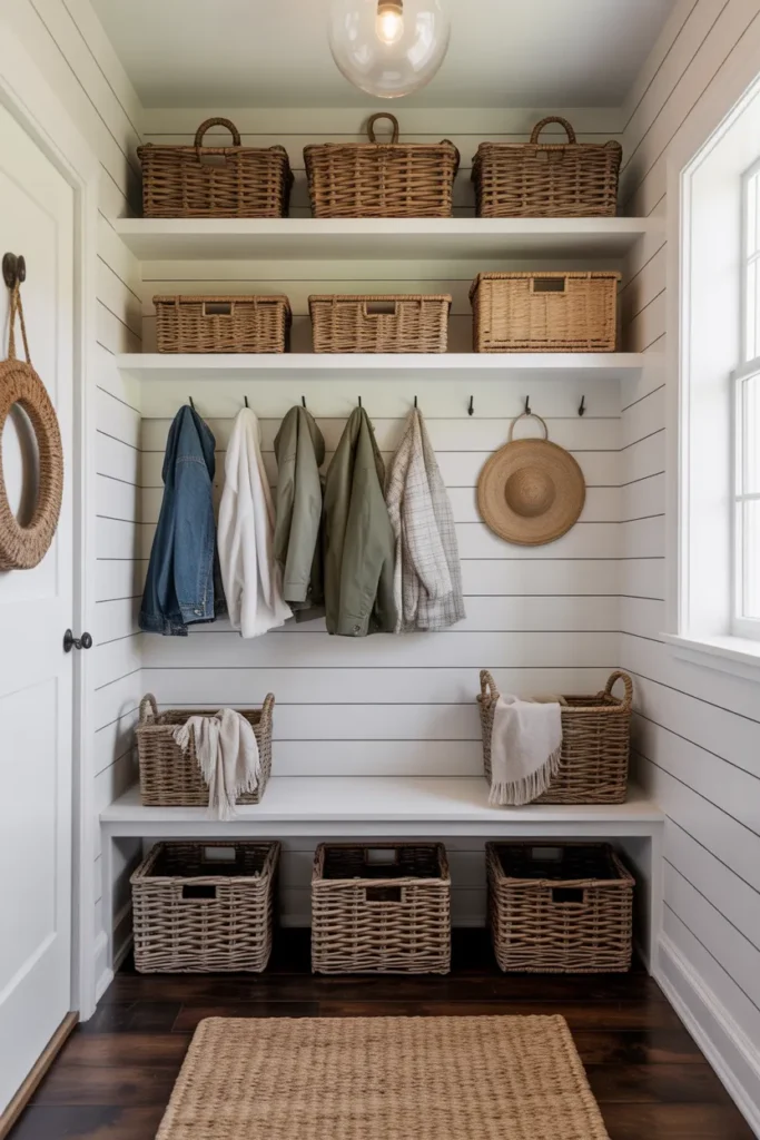Shiplap Wall Mudroom