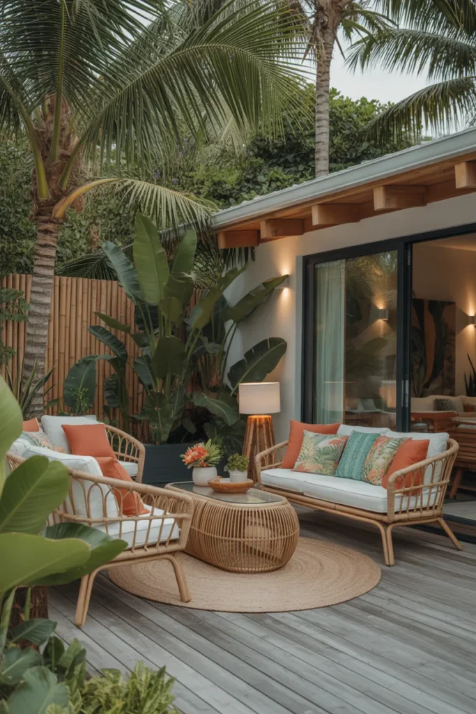 Tropical Deck with Lush Greenery