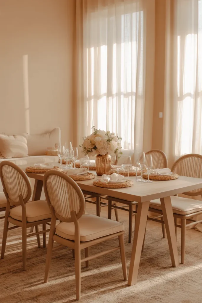   Classic Neutral Dining Room with Soft Beige Tones