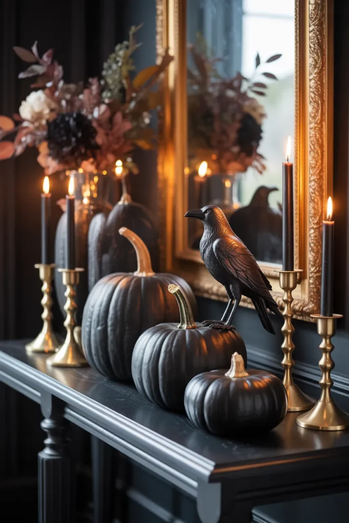   Elegant Black-and-Gold Entryway Decor