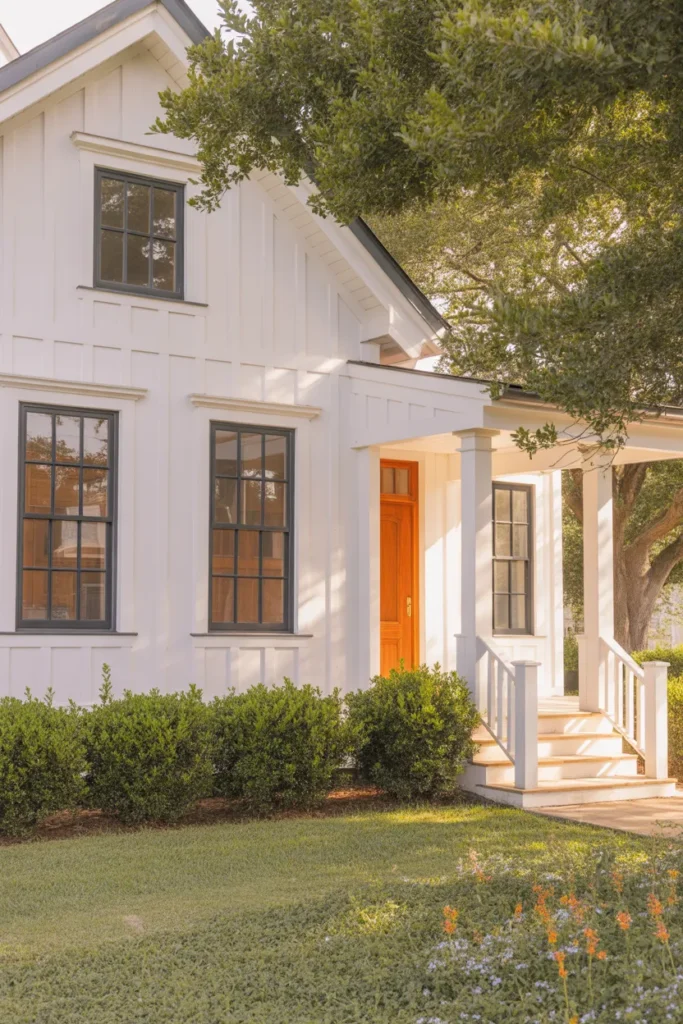   Rustic White Farmhouse with Black Accents