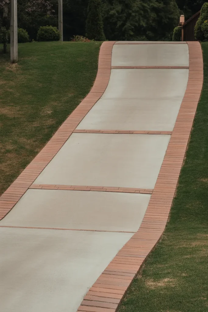 Driveway with Brick Ribbon Edges