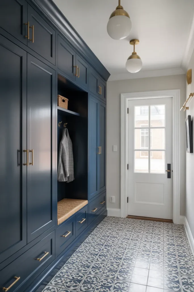 High-Contrast Navy and Brass