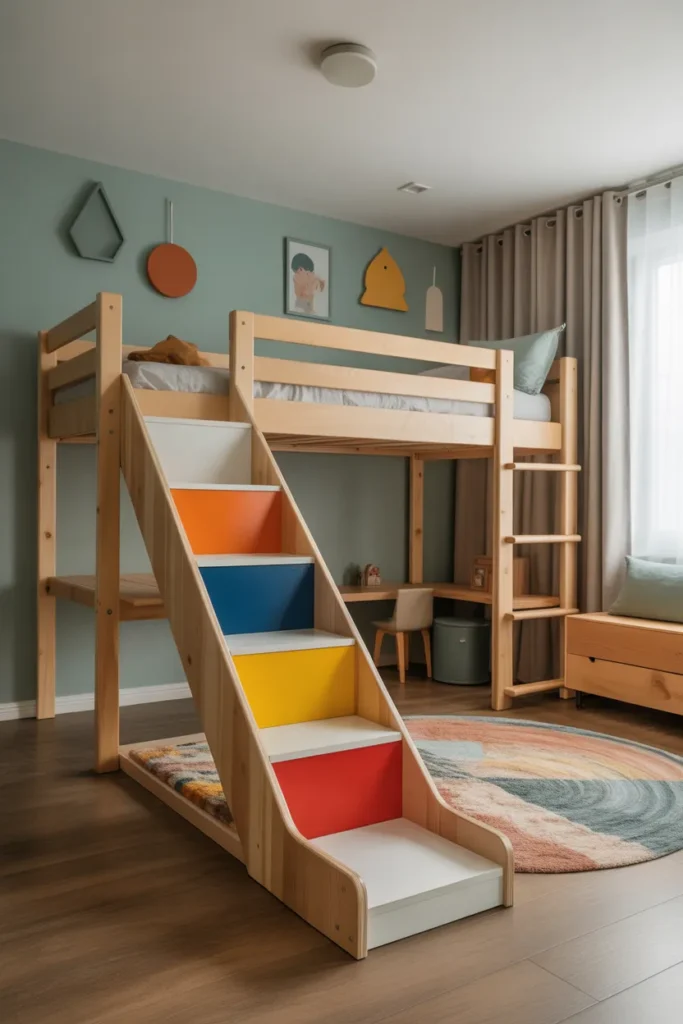   Playroom with Slide and Loft Bed