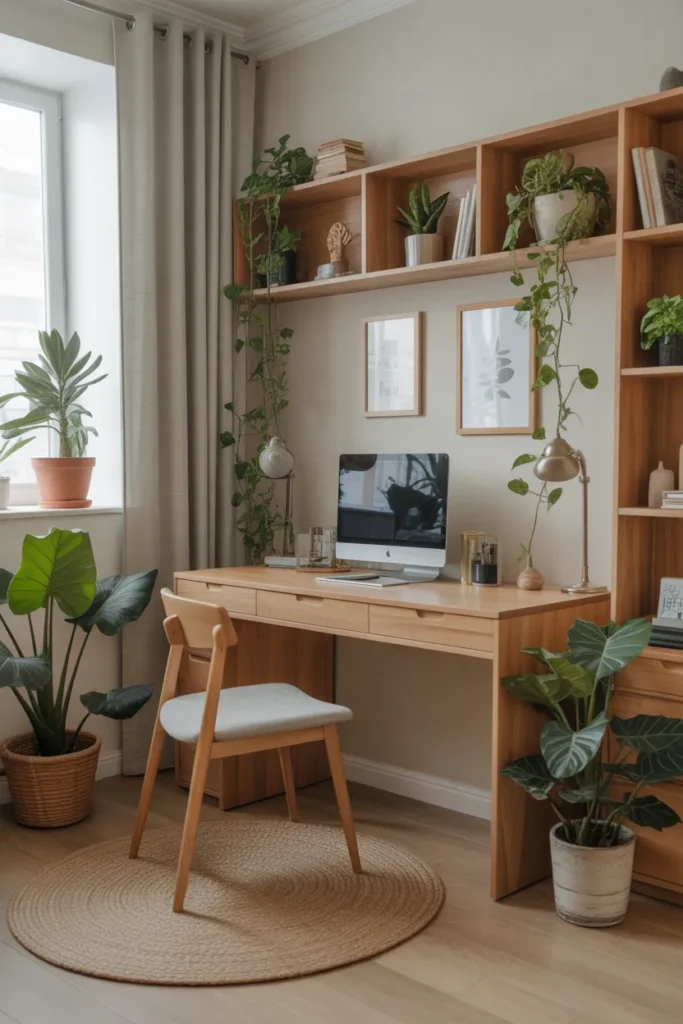   Study Space with Greenery and Natural Elements