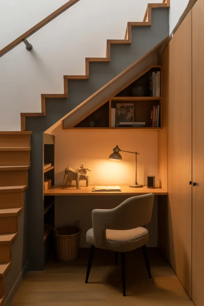  Cozy Study Setup Under the Stairs