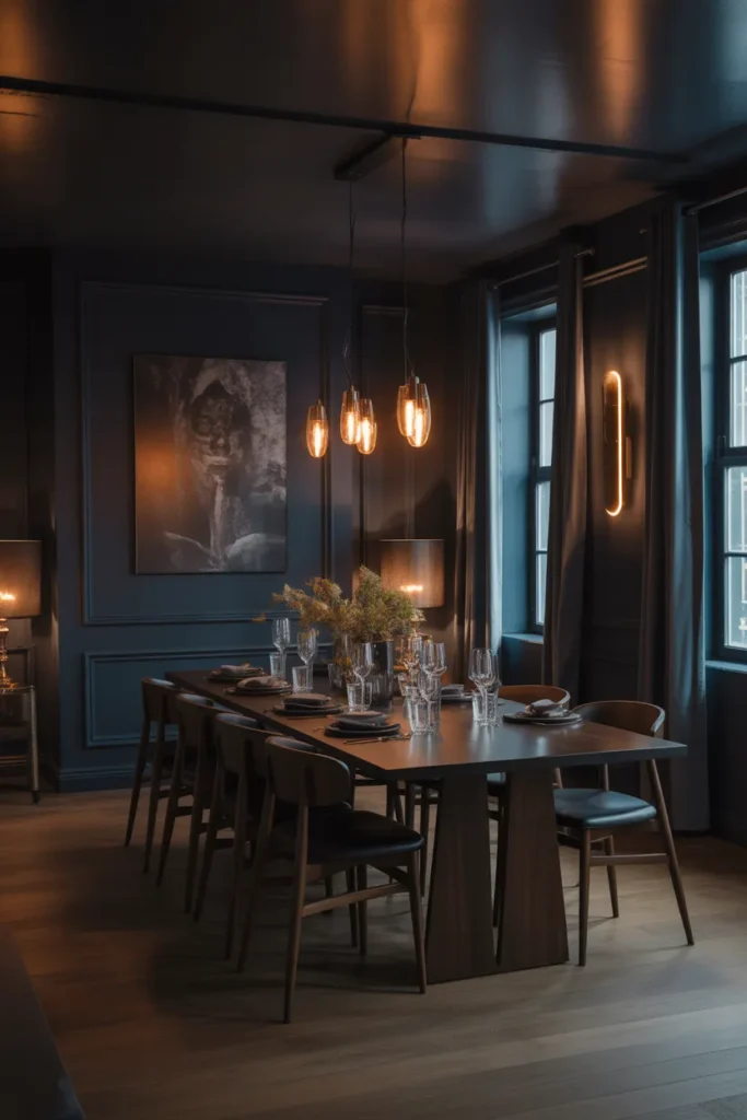 Moody Dining Room in Deep Navy or Charcoal