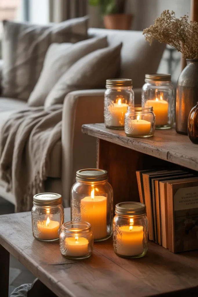  Mason Jar Candle Holders