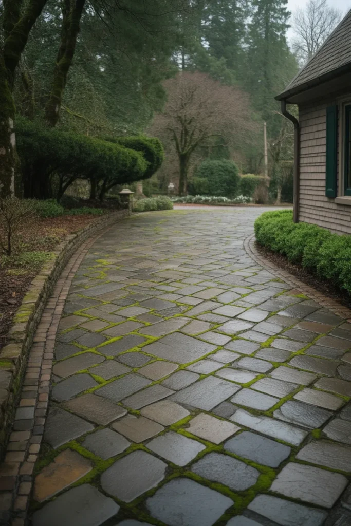 Paver Driveway with Moss Infill