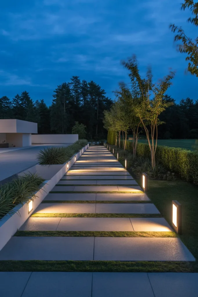 Driveway with Lighting Accents