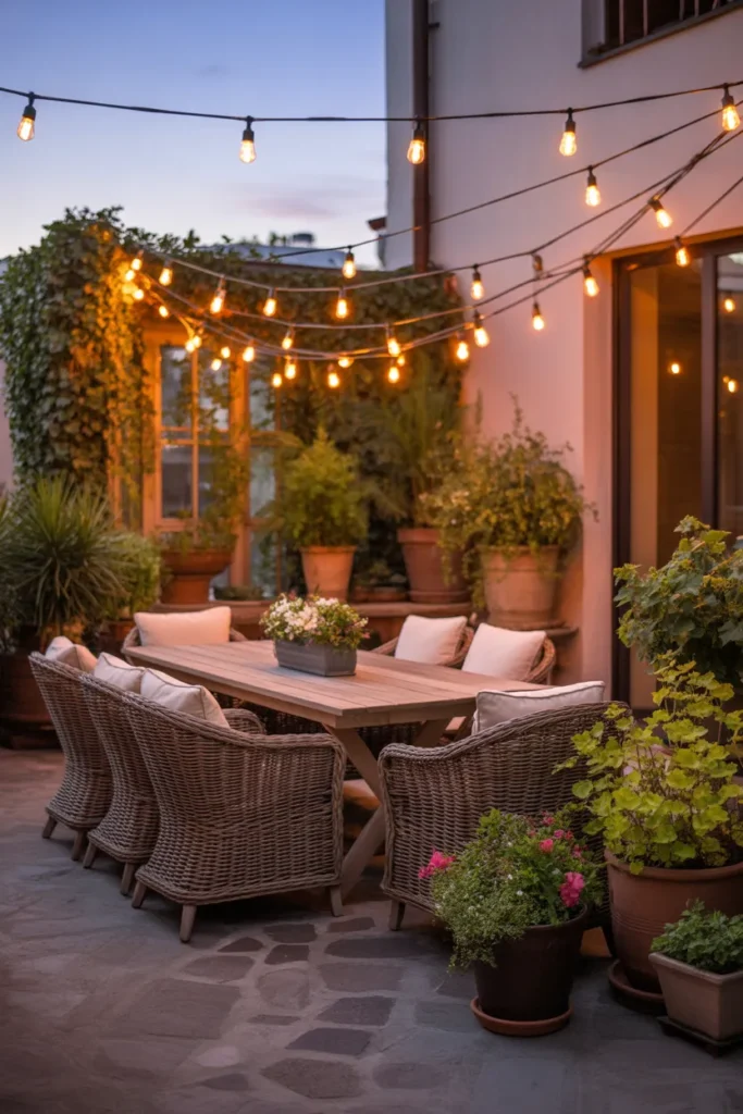  Outdoor Dining Under Lights