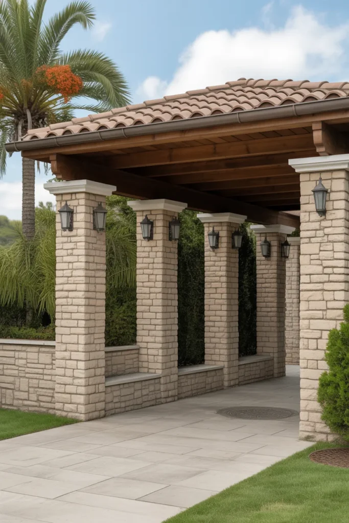  Stone Pillar Carport