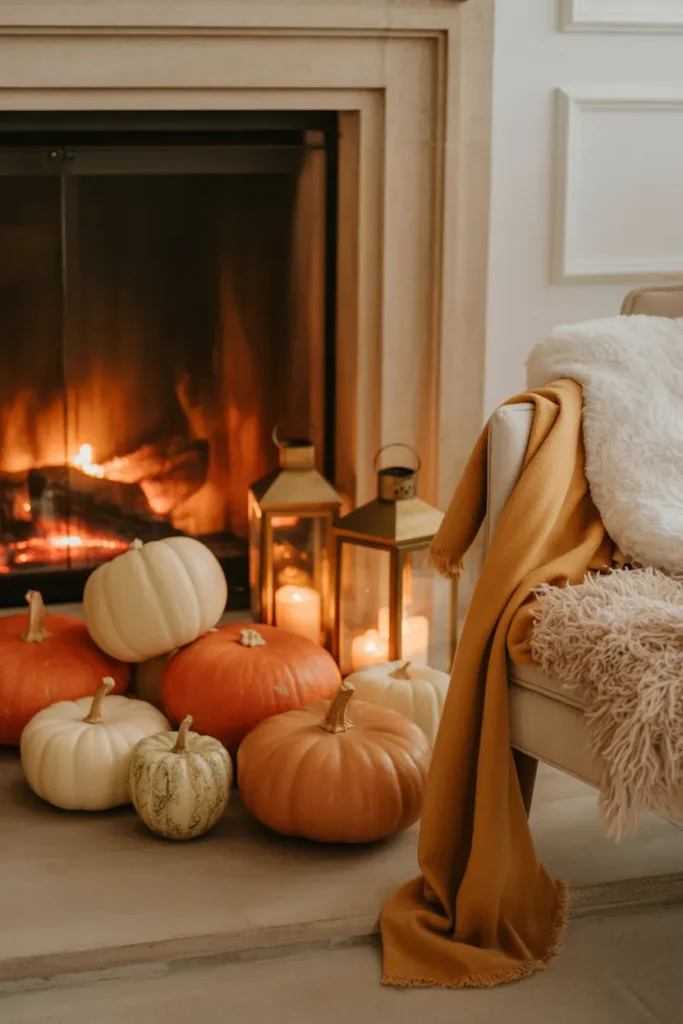   Cozy Pumpkin Fireplace Hearth