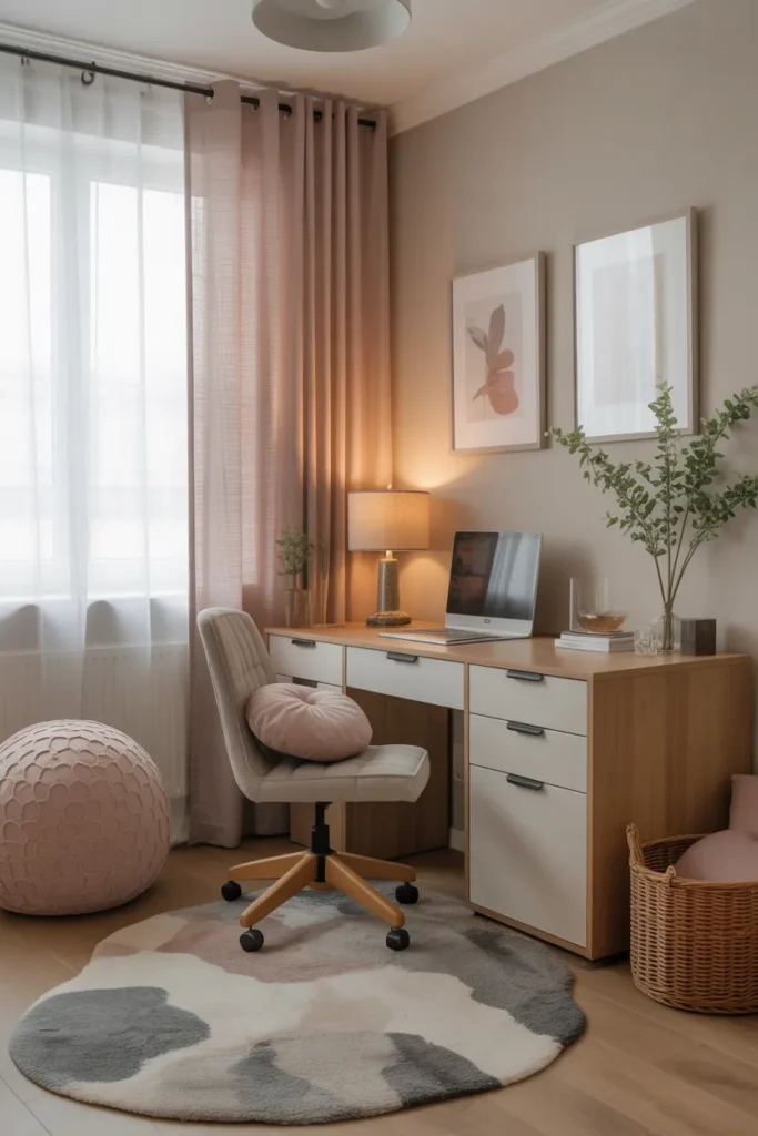   Cozy Study Space with Soft Textiles