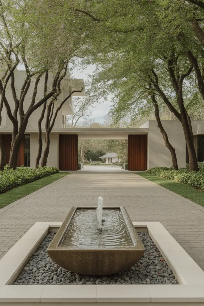 Driveway with Water Feature Accent