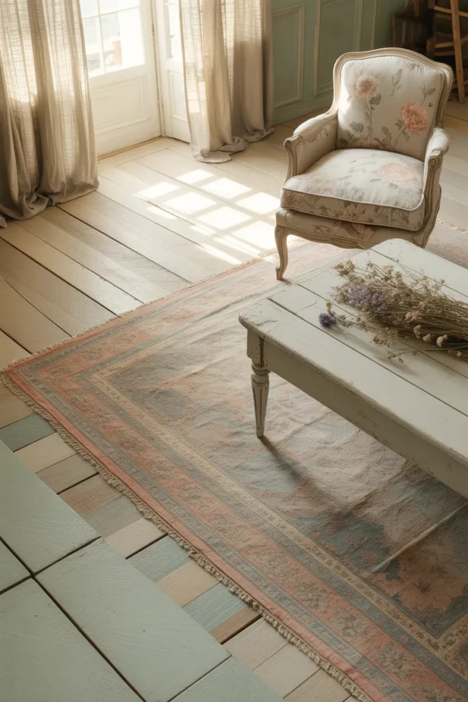   Painted Wooden Floorboards