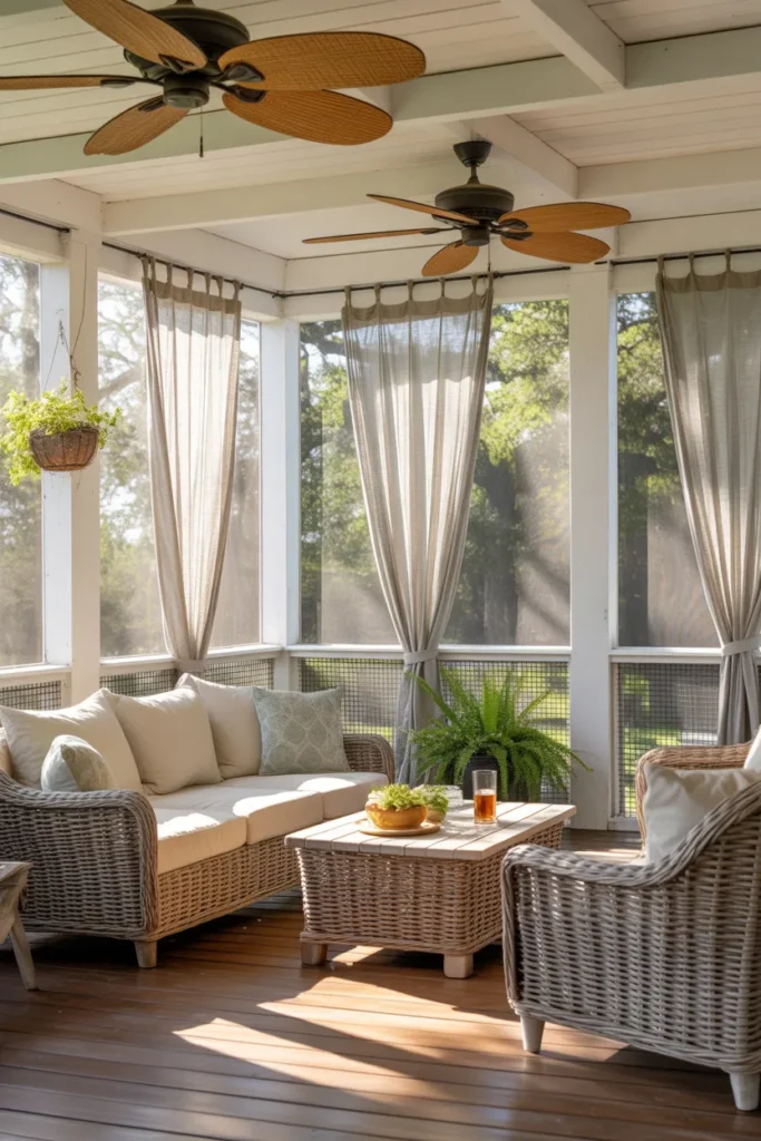   Screened Porch with Ceiling Fans
