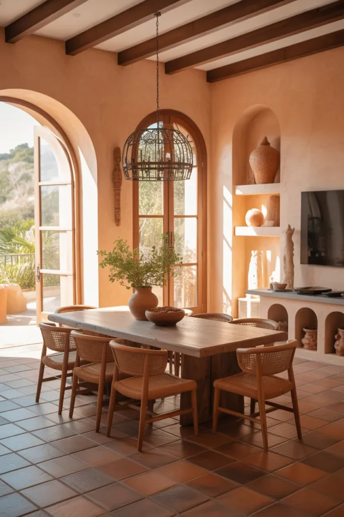  Mediterranean Dining Room with Arched Details