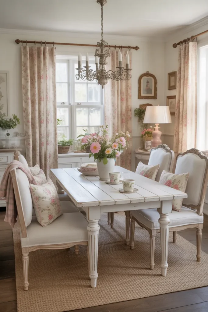  Cottage-Style Dining Room with Floral Touches