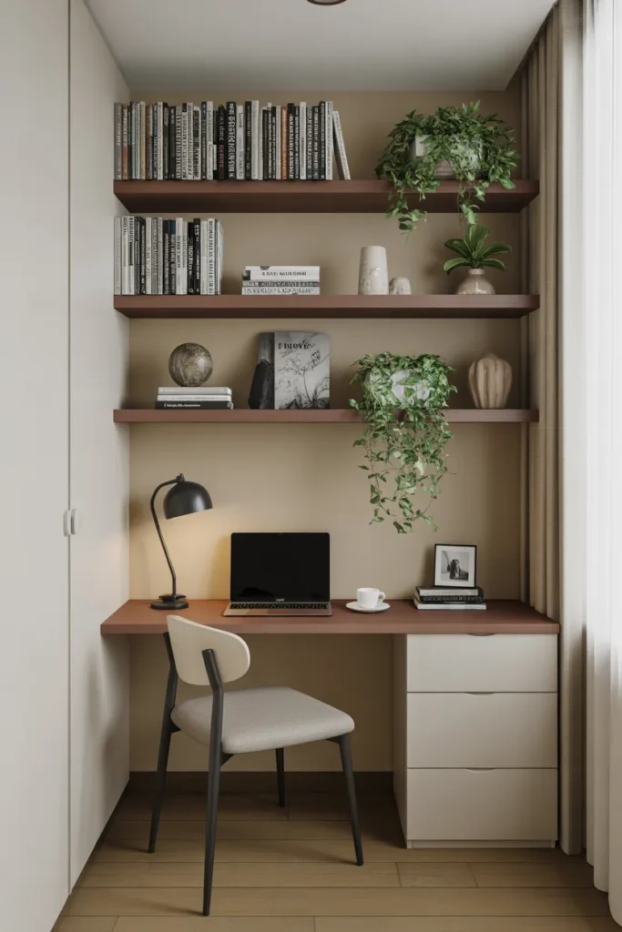  Corner Study Nook with Floating Shelves