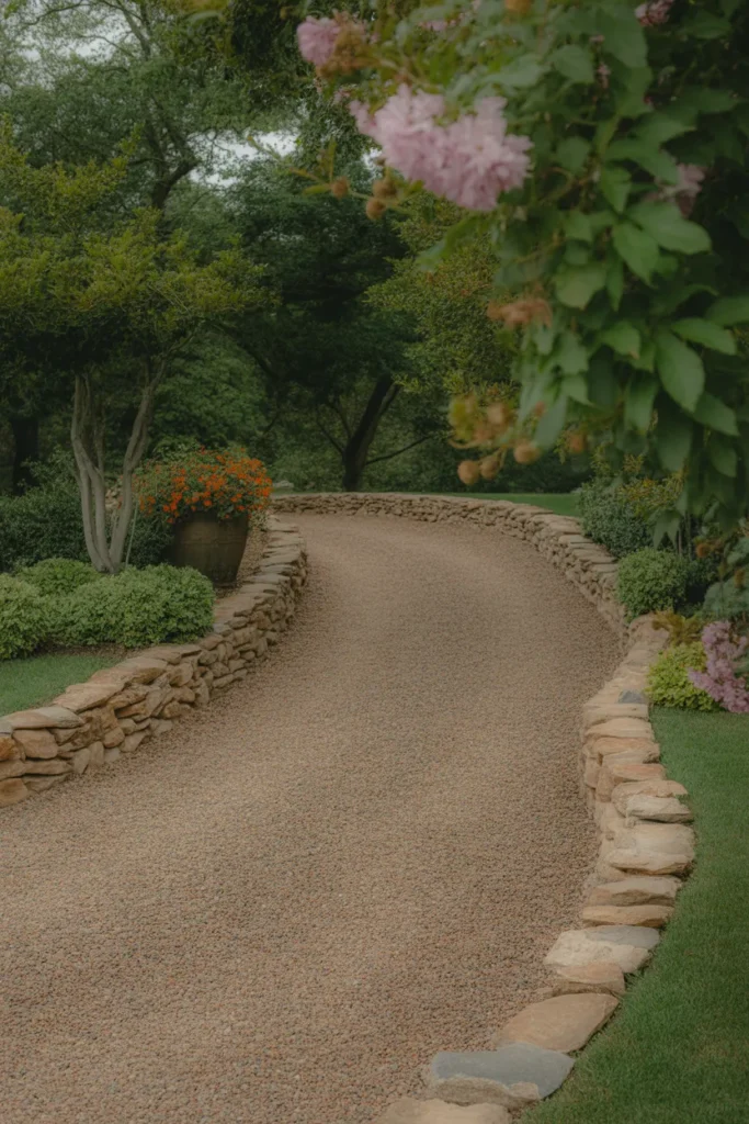Gravel Driveway with Stone Edging