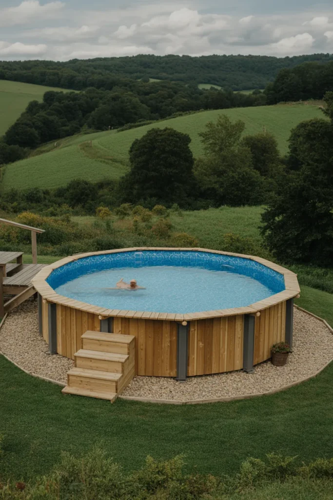  Rustic Wood-Framed Pool Retreat
