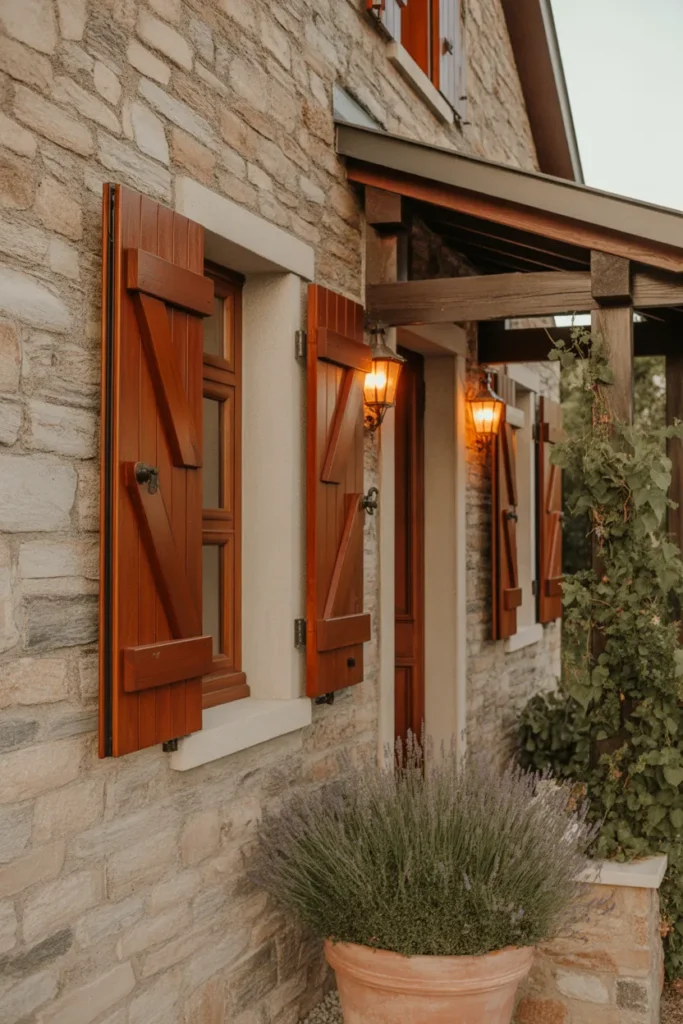  Stone-Clad Farmhouse with Wooden Shutters