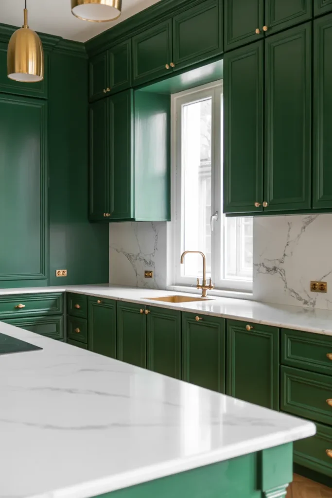  Emerald Green Cabinetry with Marble