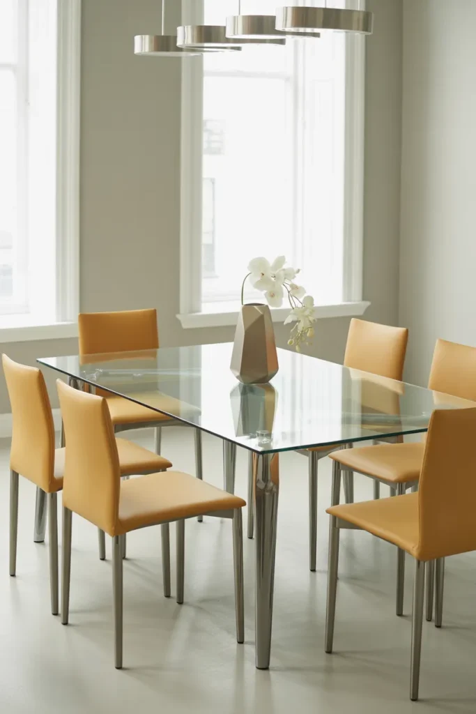  Modern Glass-Top Table Dining Room