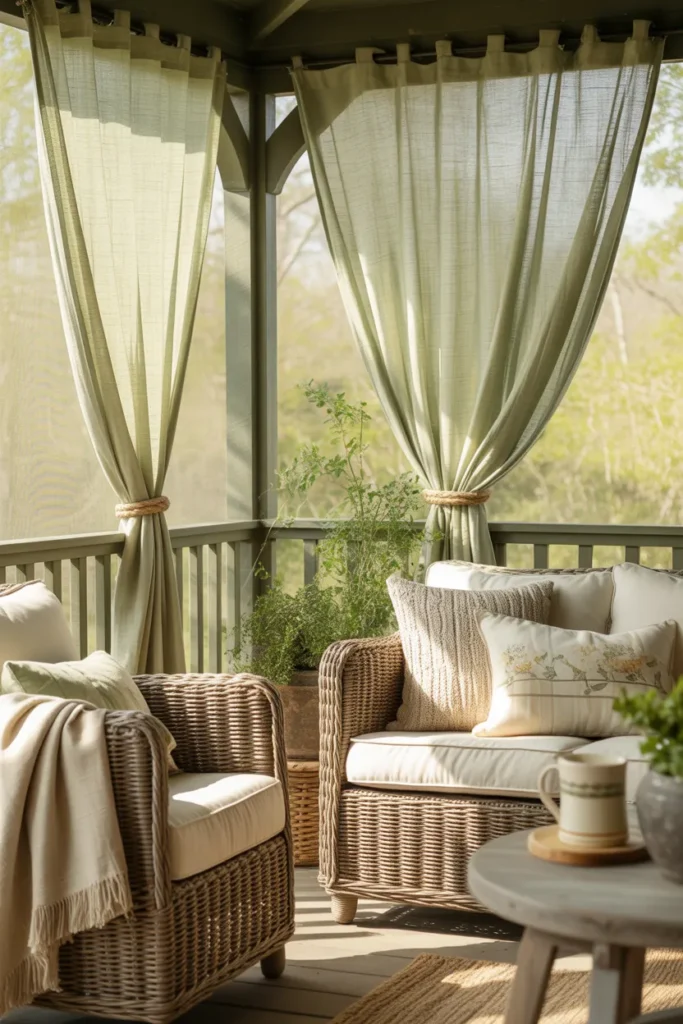  Multi-Season Porch with Curtains