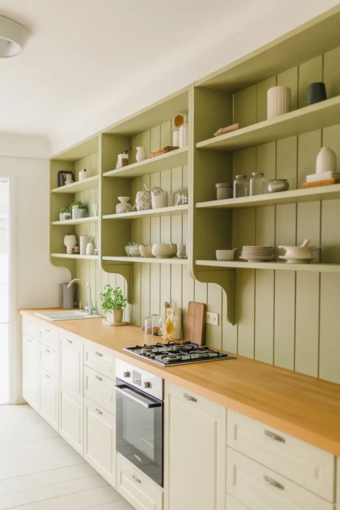  Soft Green Open Shelving
