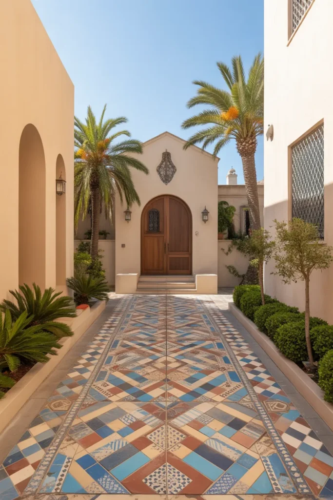 Driveway with Decorative Tiles or Patterns