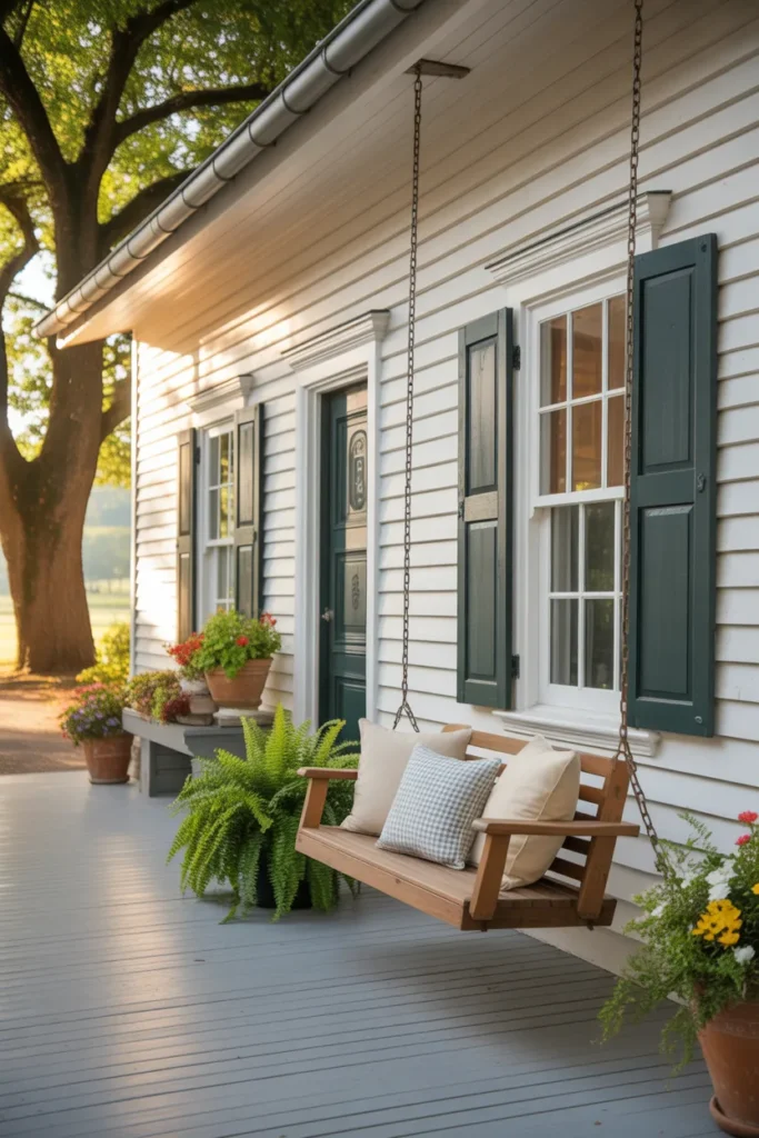  Farmhouse Exterior with a Welcoming Front Porch Swing