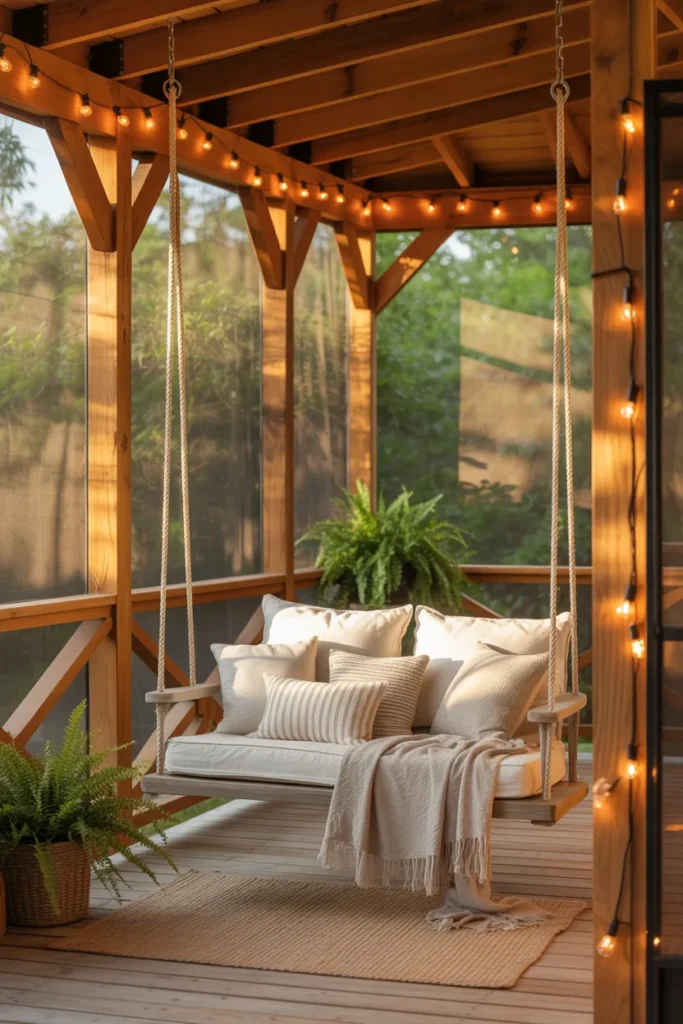  Cozy Porch with a Swing Bed