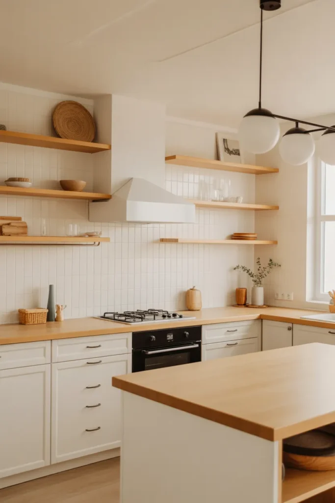  Sleek White Kitchen with Wood Accents