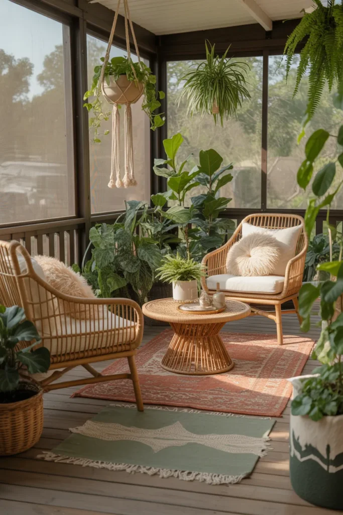  Boho-Inspired Screened Porch Retreat