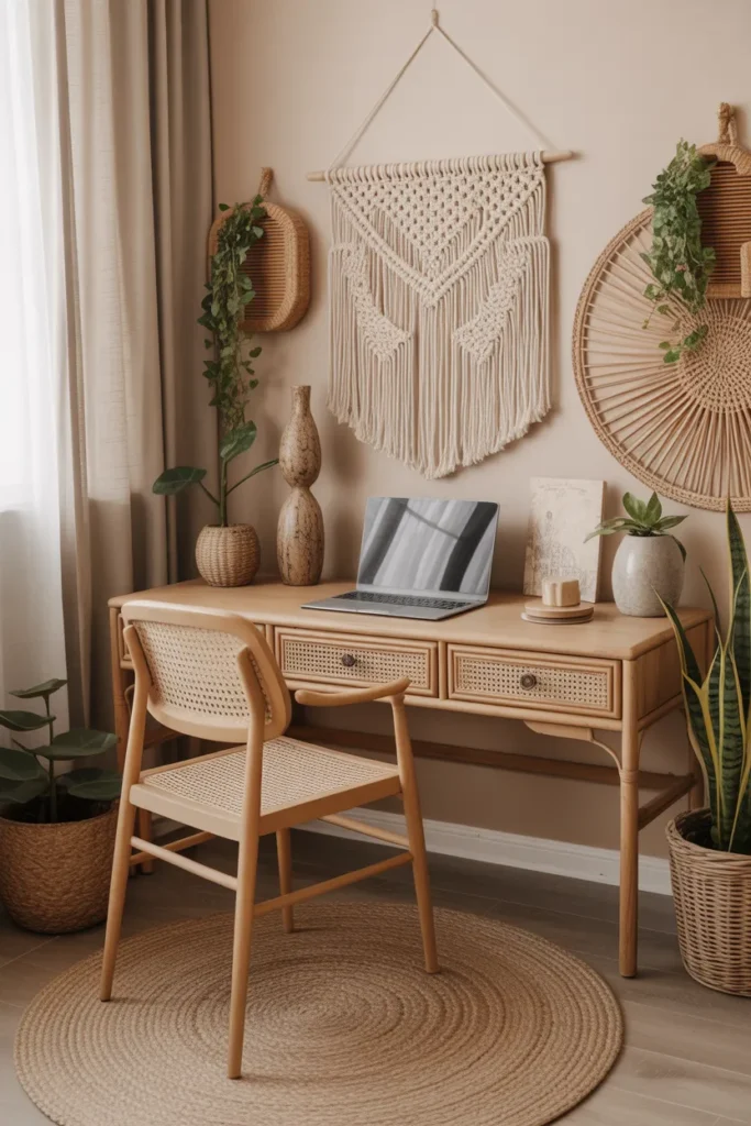  Boho Study Corner with Textured Décor