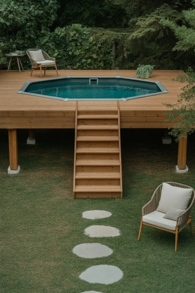  Elevated Pool with Wooden Steps