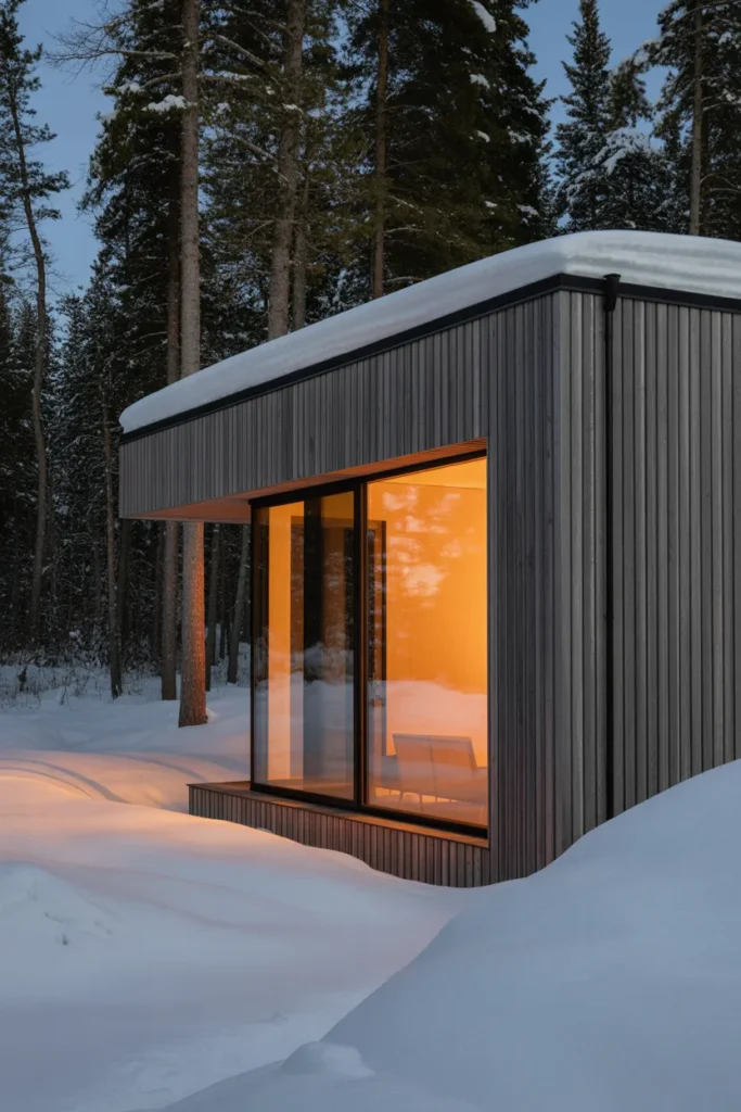   Modern Cabin with Dark Wood Siding