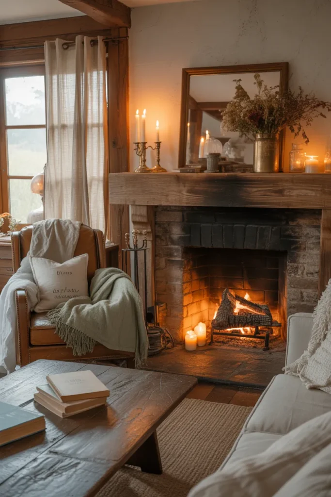  Rustic Fireplace with Stone Accents