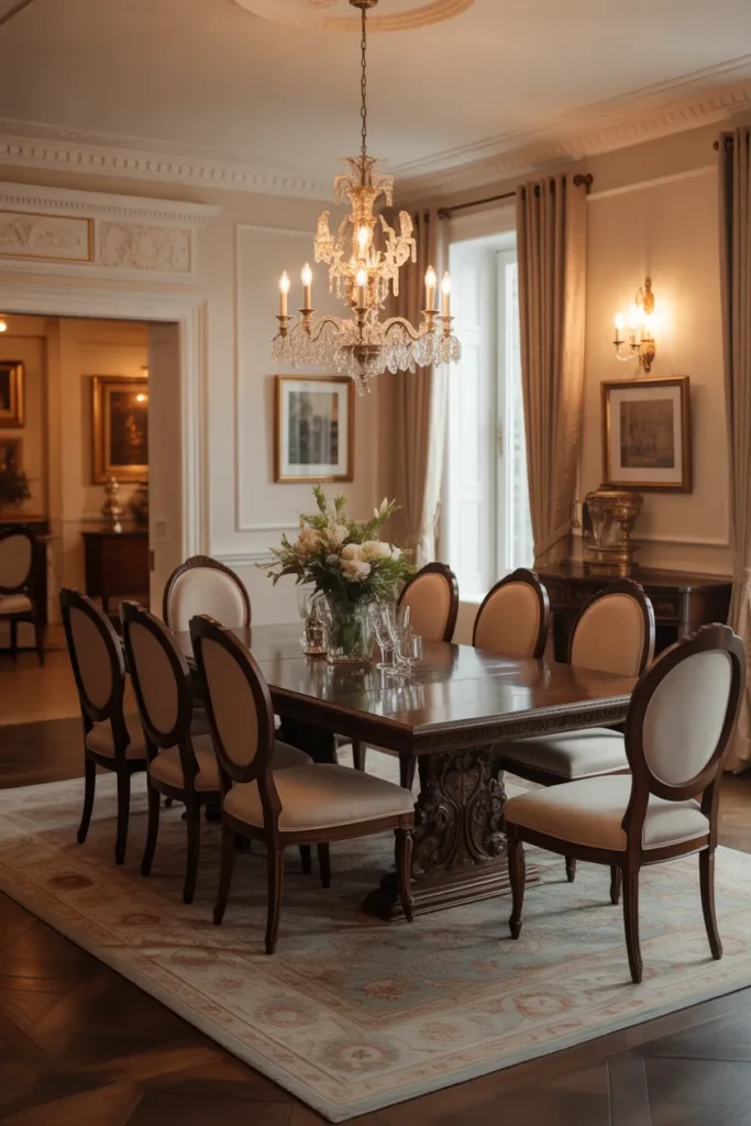  Traditional Dining Room with Dark Wood Furniture