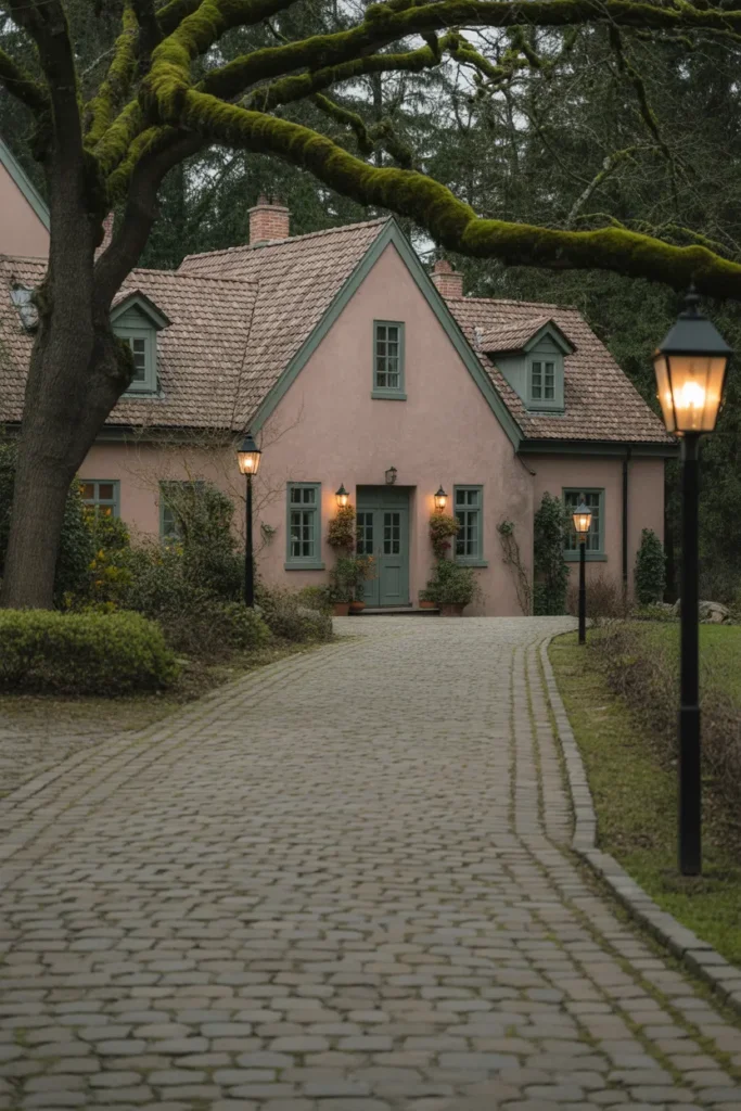 Cobblestone Driveway with Historic Charm