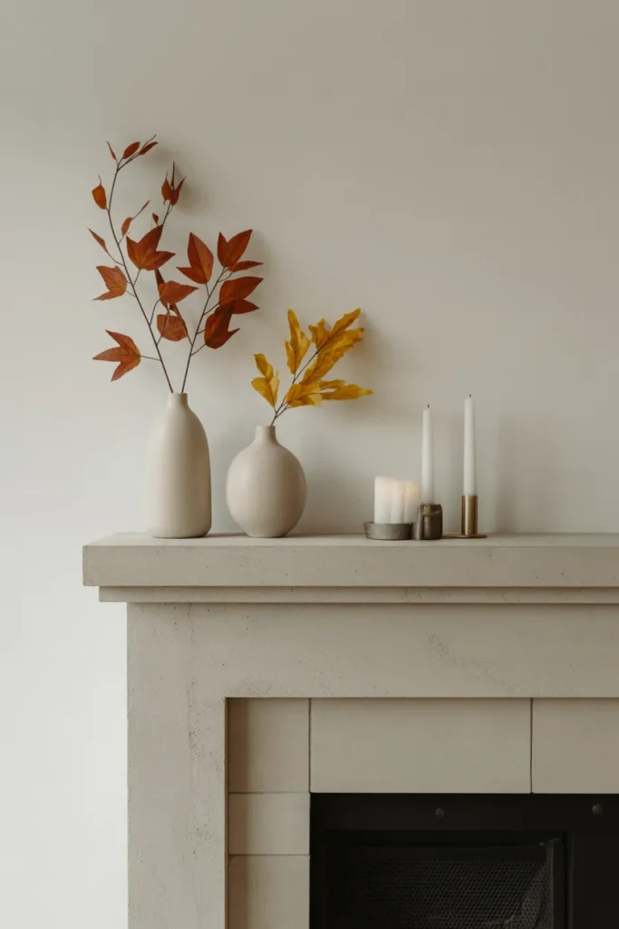   Minimalist Fall Fireplace with Subtle Details