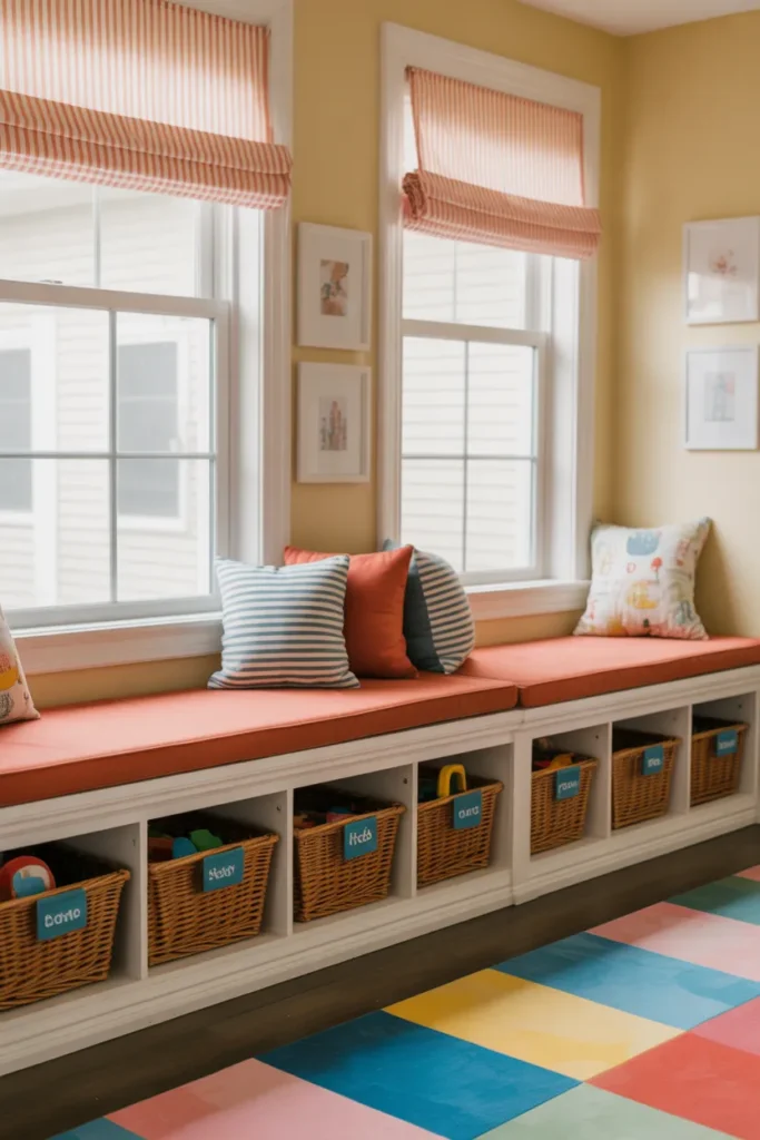  Playroom with Built-In Storage Benches