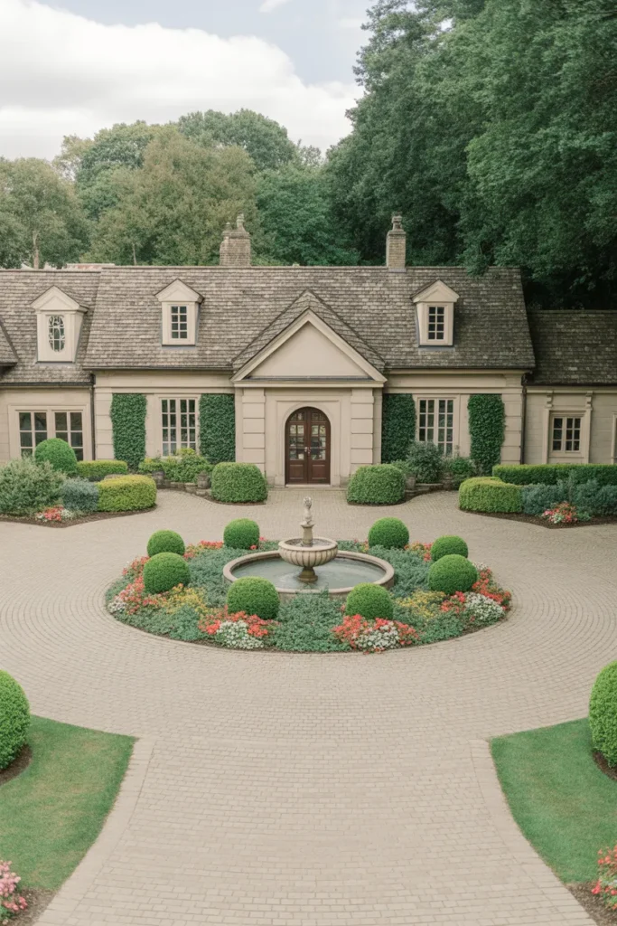 Circular Driveway with Center Garden Bed