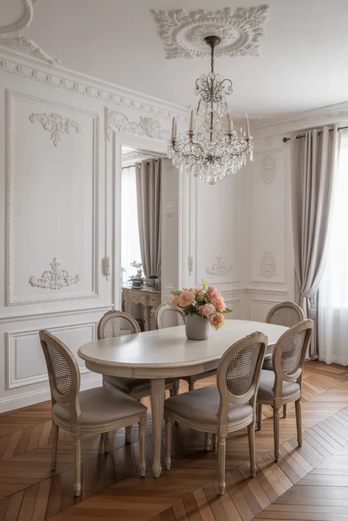 Parisian-Inspired Dining Room with Elegant Molding