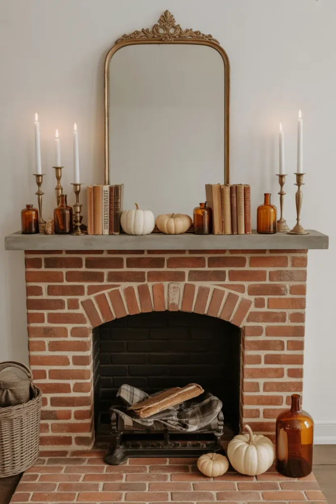  Vintage Autumn Mantel with Antique Finds