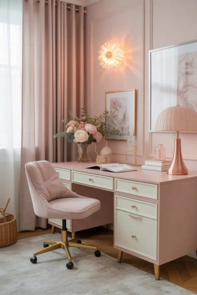  Feminine Pastel Study Corner