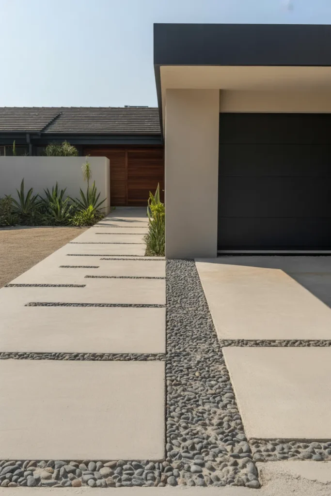 Pebble and Concrete Mix Driveway