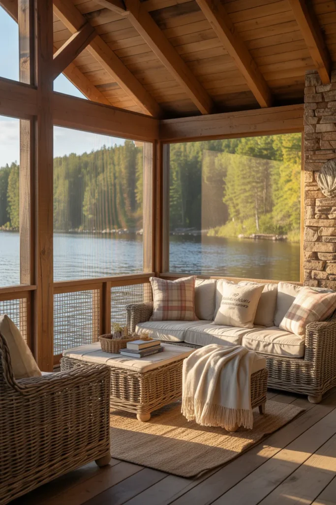  Stone-and-Timber Lakeside Porch